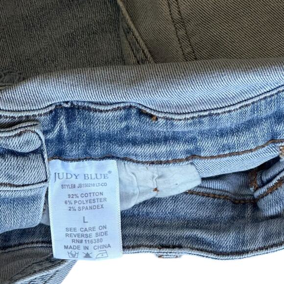 Women's Shorts Overalls Size Large Light Blue Frayed Hem - Picture 5 of 6